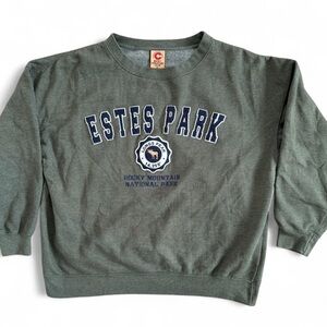Vintage Estes Park Rocky Mountain National Park Olive Green Sweatshirt